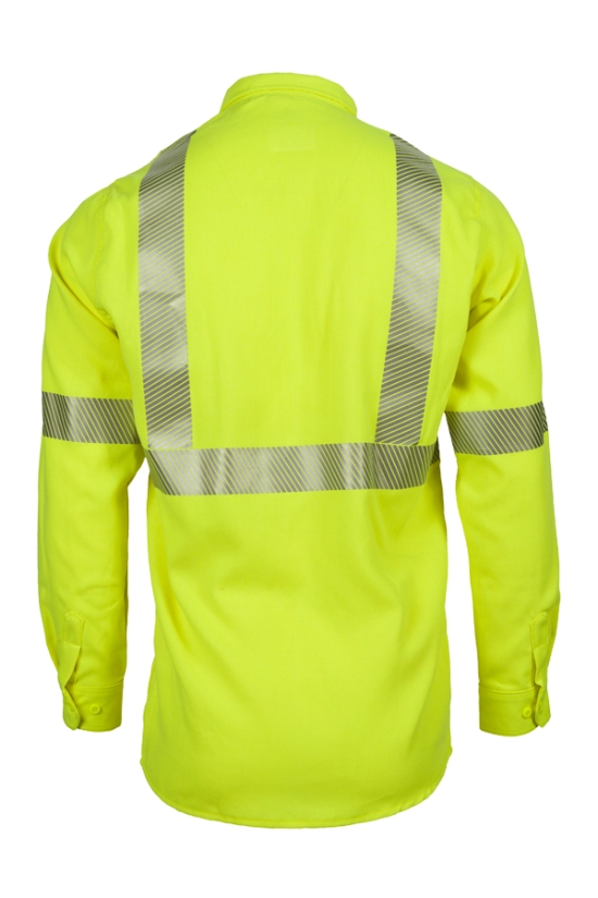 5oz. 51% Lyocell/ 39% Modacrylic, 10% Aramid Twill FR HI-VIZ CLASS 2 UNIFORM SHIRT - TCSHV5C2