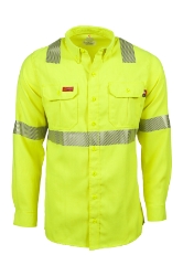 5oz. 51% Lyocell/ 39% Modacrylic, 10% Aramid Twill FR HI-VIZ CLASS 2 UNIFORM SHIRT 