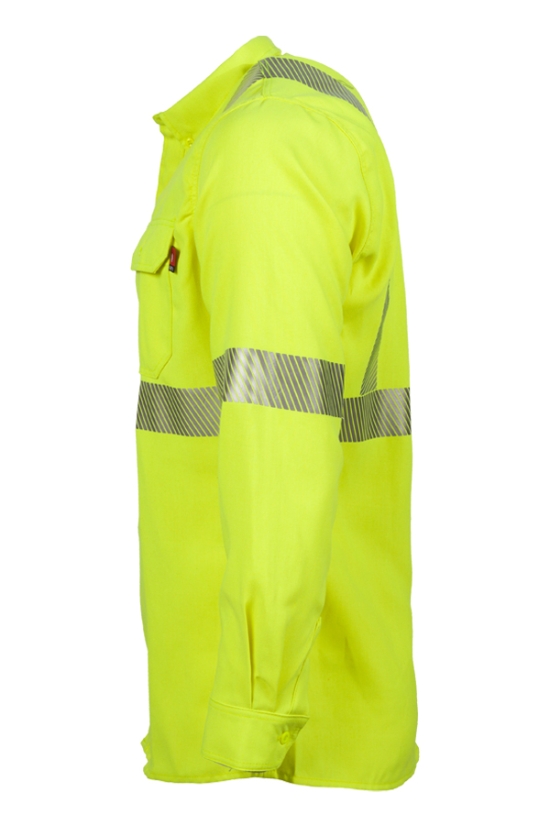 5oz. 51% Lyocell/ 39% Modacrylic, 10% Aramid Twill FR HI-VIZ CLASS 2 UNIFORM SHIRT - TCSHV5C2