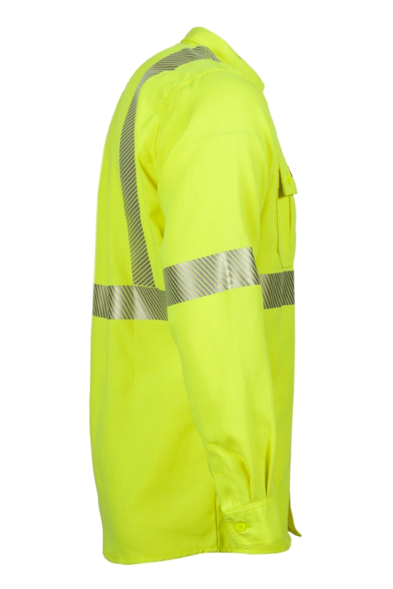 5oz. 51% Lyocell/ 39% Modacrylic, 10% Aramid Twill FR HI-VIZ CLASS 2 UNIFORM SHIRT - TCSHV5C2