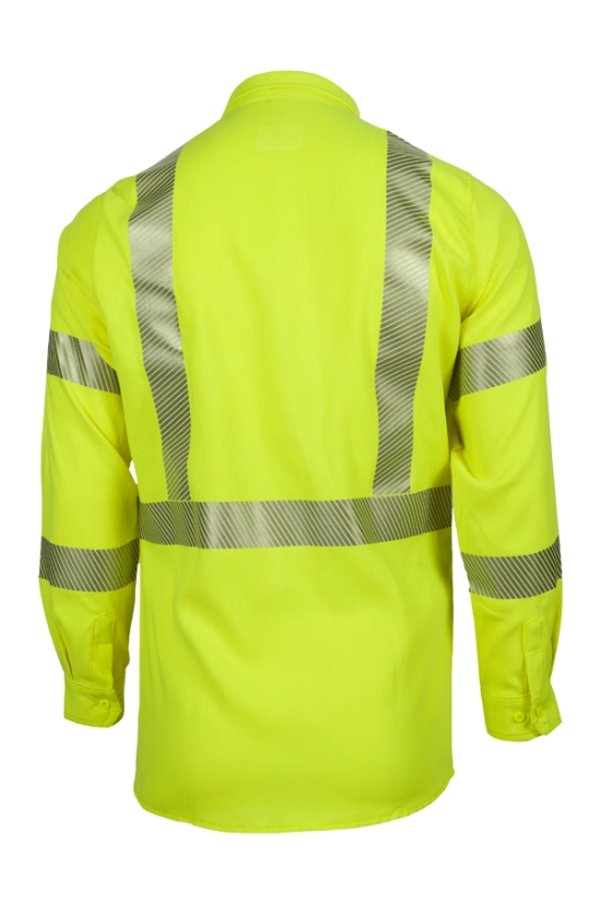 5oz. 51% Lyocell/ 39% Modacrylic, 10% Aramid Twill FR HI-VIZ CLASS 3 UNIFORM SHIRT - TCSHV5C3