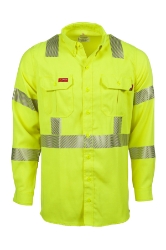5oz. 51% Lyocell/ 39% Modacrylic, 10% Aramid Twill FR HI-VIZ CLASS 3 UNIFORM SHIRT 