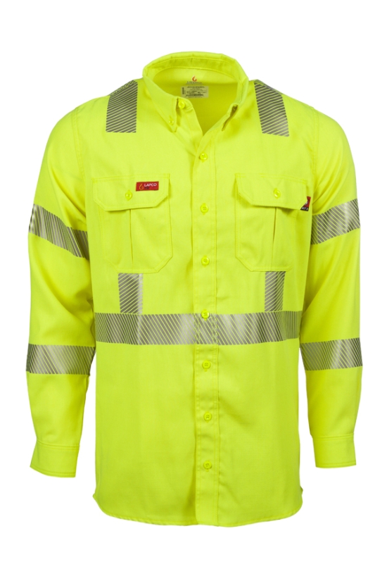 5oz. 51% Lyocell/ 39% Modacrylic, 10% Aramid Twill FR HI-VIZ CLASS 3 UNIFORM SHIRT - TCSHV5C3