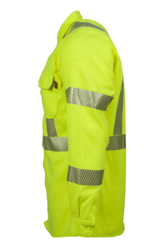 5oz. 51% Lyocell/ 39% Modacrylic, 10% Aramid Twill FR HI-VIZ CLASS 3 UNIFORM SHIRT - TCSHV5C3