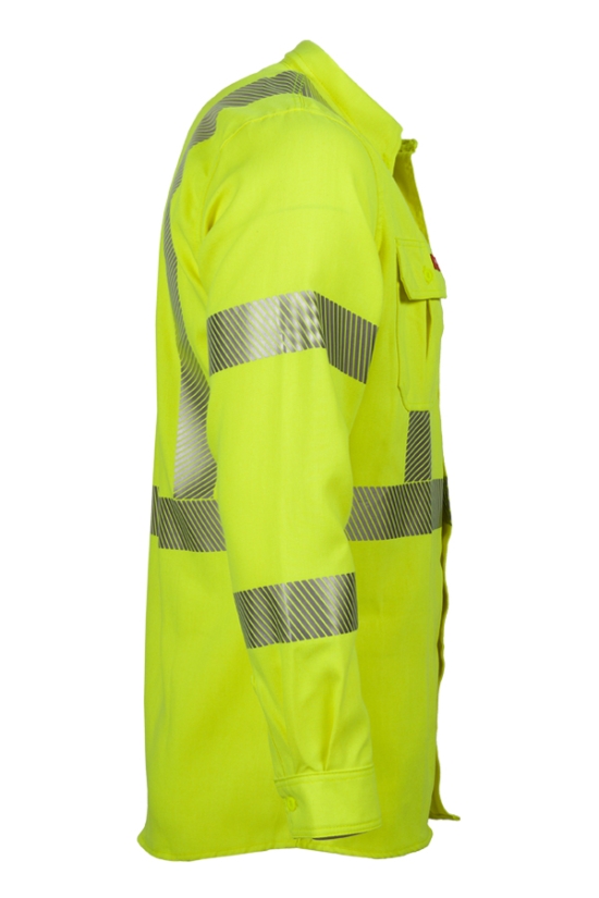 5oz. 51% Lyocell/ 39% Modacrylic, 10% Aramid Twill FR HI-VIZ CLASS 3 UNIFORM SHIRT - TCSHV5C3