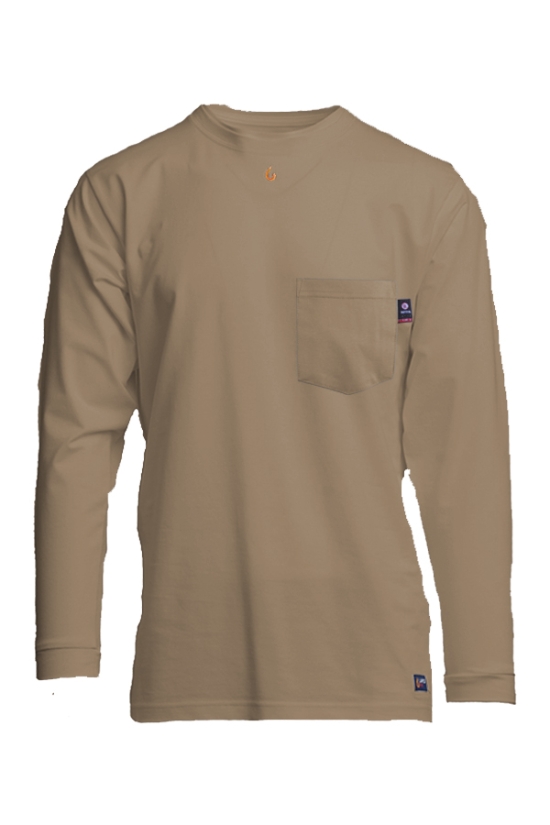 6.3oz. 93% Cotton/ 7% Spandex Knit FR POCKET TEE - FRT-USHLSP6