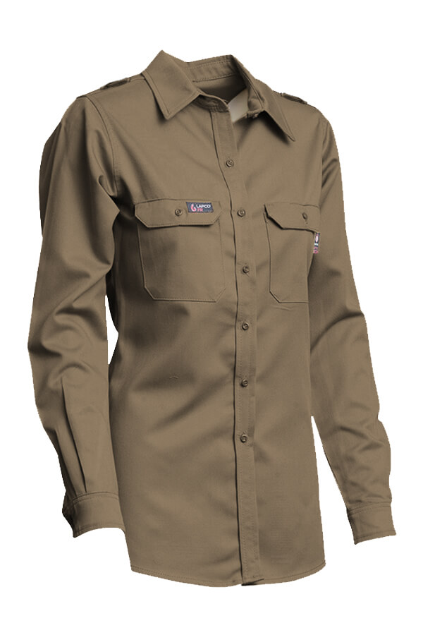 6oz.  48% Tencel 40% Modacrylic 12% Aramid  LADIES FR DH UNIFORM SHIRT - L-SFRDH6