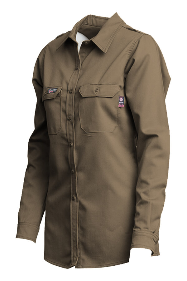 6oz.  48% Tencel 40% Modacrylic 12% Aramid  LADIES FR DH UNIFORM SHIRT - L-SFRDH6