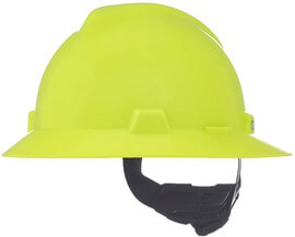 MSA V-Gard Polyethylene Full Brim Hard Hat With 4 Point Ratchet Suspension - MSA