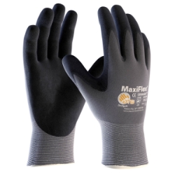 MaxiFlex Ultimate 15 Gauge Black Microfoam Nitrile Palm And Finger Coated Work Gloves With Nylon/Elastane Liner And Knit Wrist 