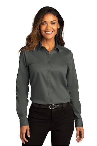 Port Authority® Ladies Long Sleeve SuperPro React, with VoltaGrid logo - SM-LW808