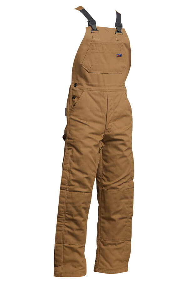 FR INSULATED BIB OVERALL 8.5oz. 100% Cotton PU Laminate Duck/ Lining: 14oz. Quilted Lining 46% Cotton 50% FR Non Woven Modacrylic 4% FR Polyester - BIFRWS9