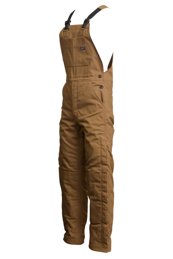 FR INSULATED BIB OVERALL 8.5oz. 100% Cotton PU Laminate Duck/ Lining: 14oz. Quilted Lining 46% Cotton 50% FR Non Woven Modacrylic 4% FR Polyester - BIFRWS9