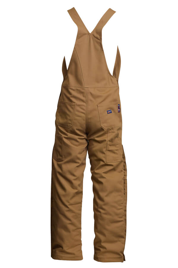 FR INSULATED BIB OVERALL 8.5oz. 100% Cotton PU Laminate Duck/ Lining: 14oz. Quilted Lining 46% Cotton 50% FR Non Woven Modacrylic 4% FR Polyester - BIFRWS9