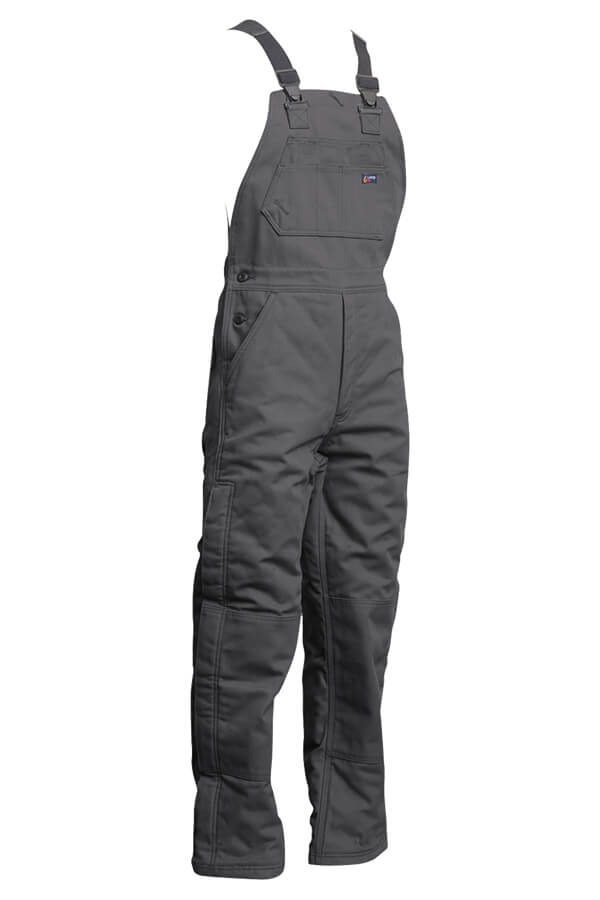 FR INSULATED BIB OVERALL 8.5oz. 100% Cotton PU Laminate Duck/ Lining: 14oz. Quilted Lining 46% Cotton 50% FR Non Woven Modacrylic 4% FR Polyester - BIFRWS9