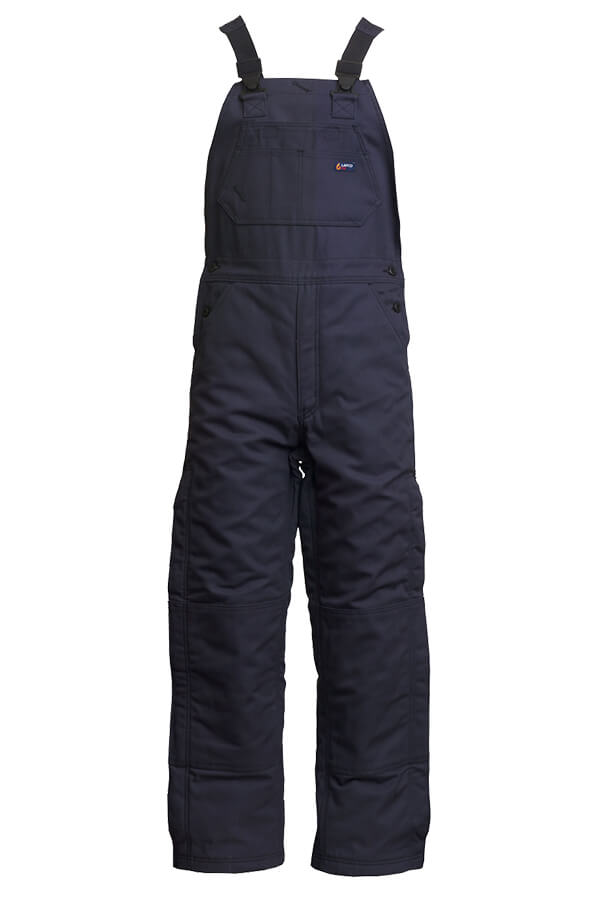 FR INSULATED BIB OVERALL 8.5oz. 100% Cotton PU Laminate Duck/ Lining: 14oz. Quilted Lining 46% Cotton 50% FR Non Woven Modacrylic 4% FR Polyester - BIFRWS9
