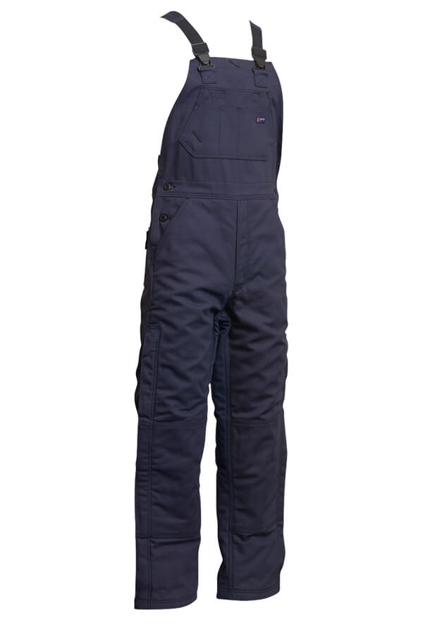 FR INSULATED BIB OVERALL 8.5oz. 100% Cotton PU Laminate Duck/ Lining: 14oz. Quilted Lining 46% Cotton 50% FR Non Woven Modacrylic 4% FR Polyester - BIFRWS9