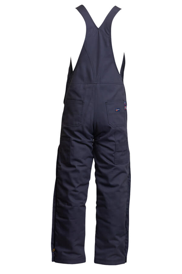 FR INSULATED BIB OVERALL 8.5oz. 100% Cotton PU Laminate Duck/ Lining: 14oz. Quilted Lining 46% Cotton 50% FR Non Woven Modacrylic 4% FR Polyester - BIFRWS9