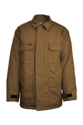 FR INSULATED CHORE COAT 8.5oz. 100% Cotton PU Laminate Duck/ Lining: 12oz. Quilted Lining 46% Cotton 50% FR Non Woven Modacrylic 4% FR Polyester 