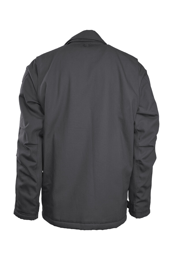 FR INSULATED CHORE COAT 8.5oz. 100% Cotton PU Laminate Duck/ Lining: 12oz. Quilted Lining 46% Cotton 50% FR Non Woven Modacrylic 4% FR Polyester - JCFRWS9