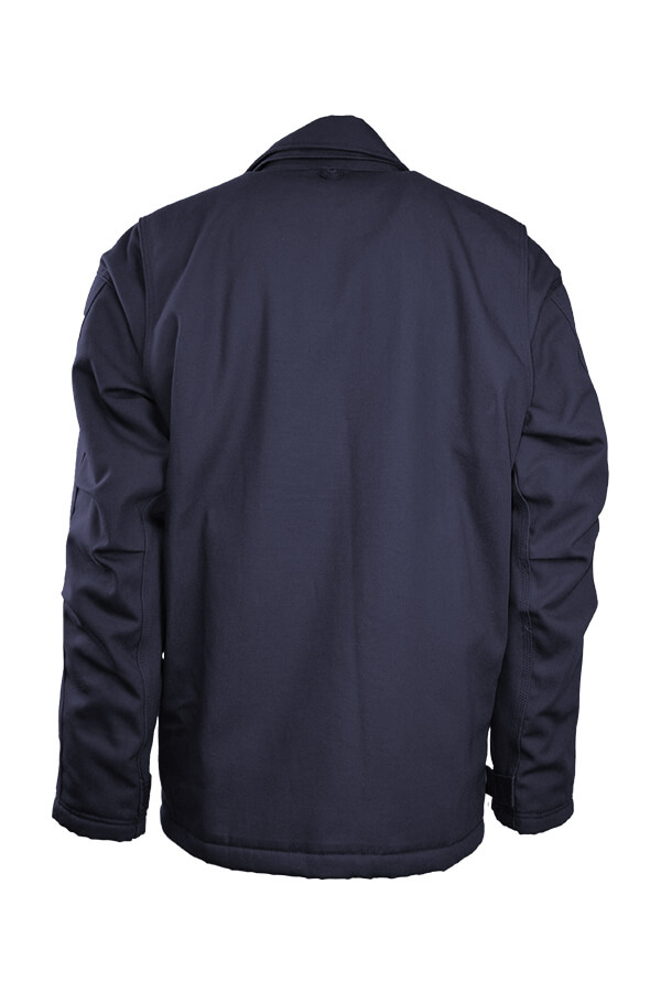 FR INSULATED CHORE COAT 8.5oz. 100% Cotton PU Laminate Duck/ Lining: 12oz. Quilted Lining 46% Cotton 50% FR Non Woven Modacrylic 4% FR Polyester - JCFRWS9