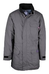 FR INSULATED PARKA 8.5oz. 100% Cotton PU Laminate Duck/ Lining: 14oz. Quilted Lining 46% Cotton 50% FR Non Woven Modacrylic 4% FR Polyester 