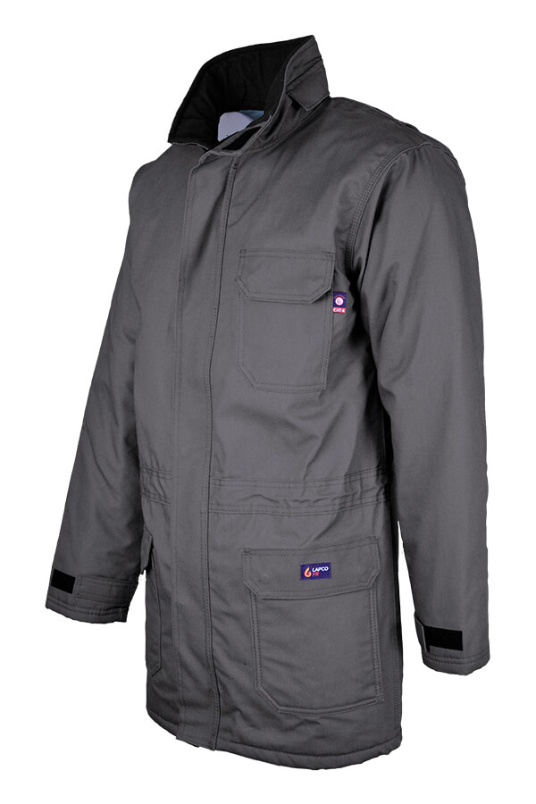 FR INSULATED PARKA 8.5oz. 100% Cotton PU Laminate Duck/ Lining: 14oz. Quilted Lining 46% Cotton 50% FR Non Woven Modacrylic 4% FR Polyester - PKFRWS9