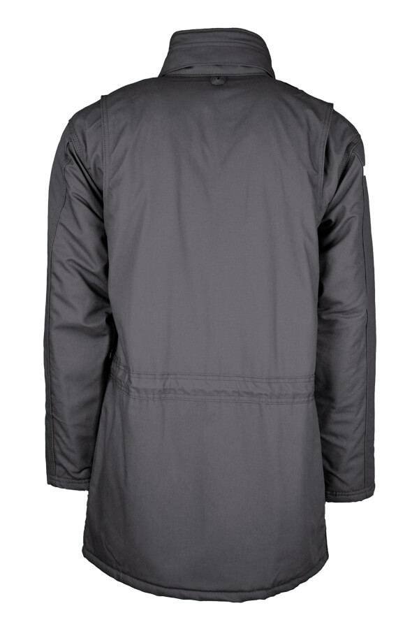 FR INSULATED PARKA 8.5oz. 100% Cotton PU Laminate Duck/ Lining: 14oz. Quilted Lining 46% Cotton 50% FR Non Woven Modacrylic 4% FR Polyester - PKFRWS9