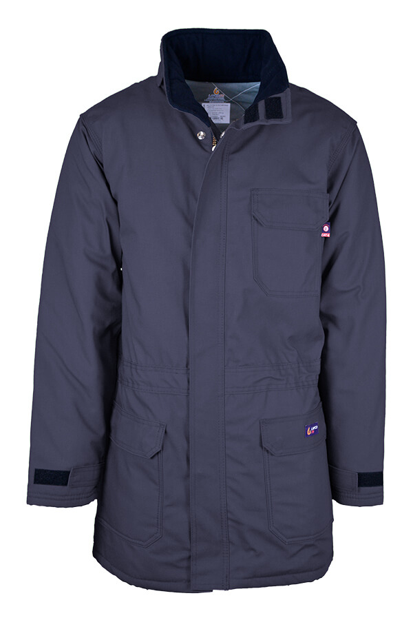 FR INSULATED PARKA 8.5oz. 100% Cotton PU Laminate Duck/ Lining: 14oz. Quilted Lining 46% Cotton 50% FR Non Woven Modacrylic 4% FR Polyester - PKFRWS9