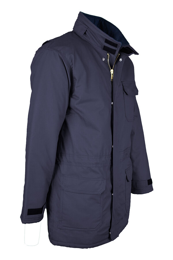 FR INSULATED PARKA 8.5oz. 100% Cotton PU Laminate Duck/ Lining: 14oz. Quilted Lining 46% Cotton 50% FR Non Woven Modacrylic 4% FR Polyester - PKFRWS9