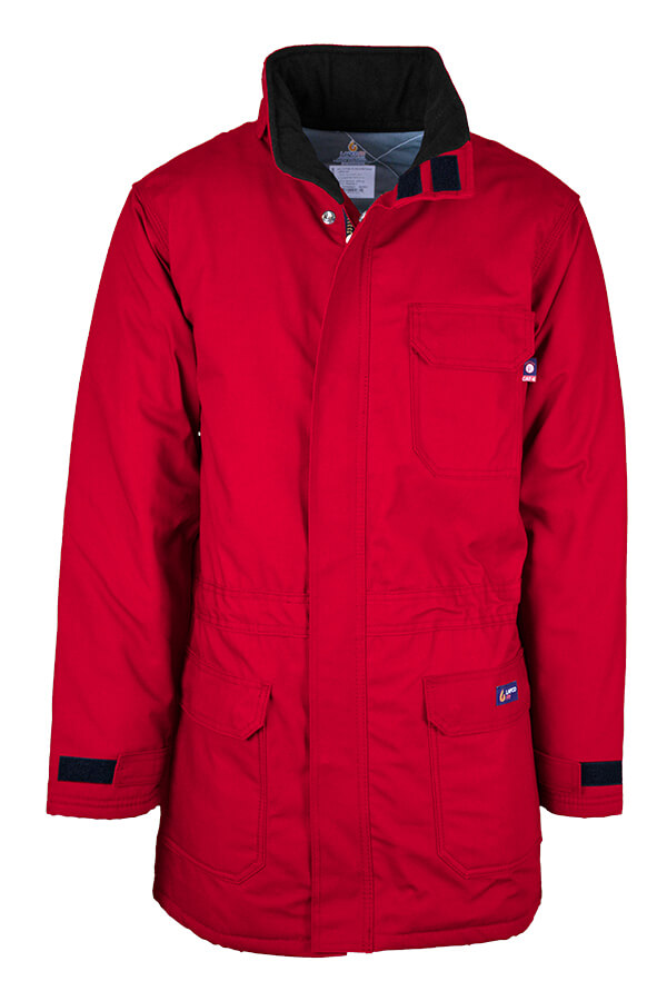 FR INSULATED PARKA 8.5oz. 100% Cotton PU Laminate Duck/ Lining: 14oz. Quilted Lining 46% Cotton 50% FR Non Woven Modacrylic 4% FR Polyester - PKFRWS9