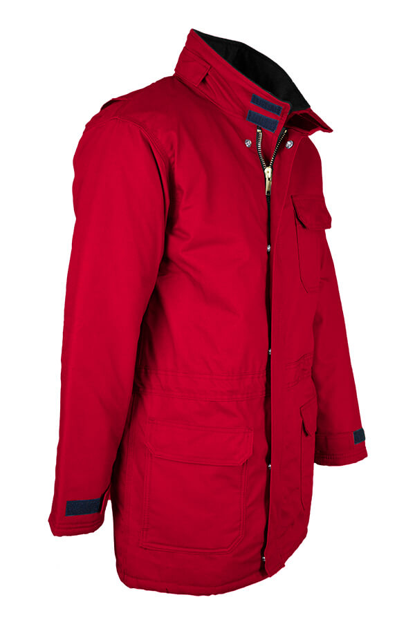 FR INSULATED PARKA 8.5oz. 100% Cotton PU Laminate Duck/ Lining: 14oz. Quilted Lining 46% Cotton 50% FR Non Woven Modacrylic 4% FR Polyester - PKFRWS9