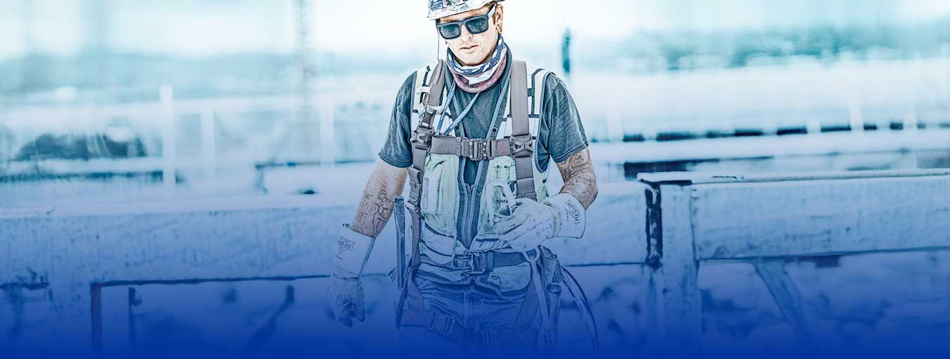 Man in safety gear on construction site