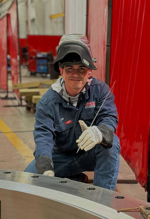 Man in welding cap